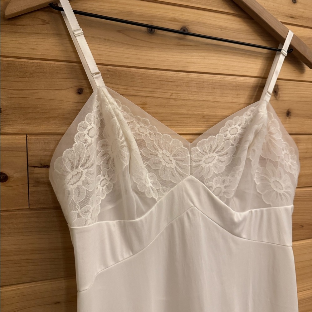 Vintage Small Soft Romantic Mesh Floral Lace Slip Dress Wedding Bridal Coquette - Picture 5 of 10